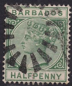 Barbados 1882 - 86 QV 1/2d Dull Green SG 89 ( M1239 )