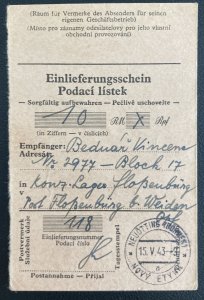 1943 Germany Flossenburg Concentration Camp money order Receipt 10 Marks