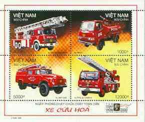 Vietnam 2000 Fire Engines perf sheetlet containing set of...