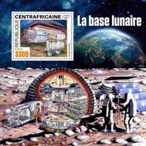 Central Africa - 2021 Moonbase Spacecraft - Stamp Souvenir Sheet - CA210616b