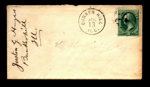 1875 Bunker Hill ILL Cover / Faint Cork Killer - L23834