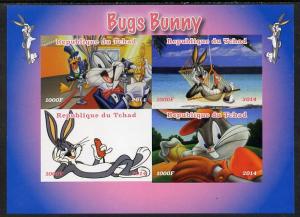 Chad 2014 Bugs Bunny #1 imperf sheetlet containing 4 valu...