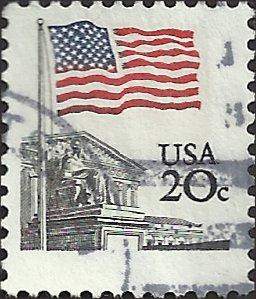 # 1894e USED BULLSEYE PERF. 11.2 SHINY GUM FLAG OVER CAPITOL