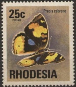 Rhodesia 344 (mnh) 25c butterflies: yellow pansy (1974)