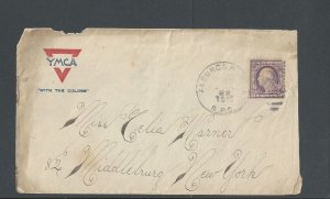 1918 World War I Soldiers Mail W/3c Purple War Rate On YMCA Cover W/R P O Cancel