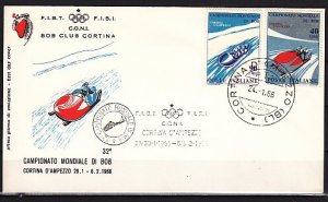 Italy, Scott cat. 925-926. Bobsled Championships issue on a First day cover. ^