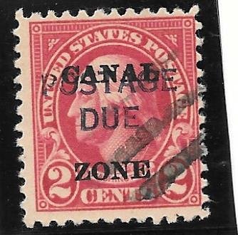 Canal Zone Scott #J16 Used 2c Postage Due w/ 2 O/Ps 2016 CV $7.00