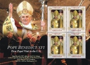 Grenada - 2008 - Pope Benedict XVI Visits USA - Sheet Of 4 - MNH