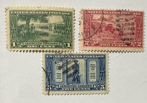 US 1925 Lexington- Concord stamps #617-9 USED