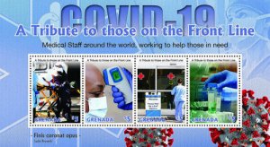 Grenada 2020 - Tribute to the Front Line Medical, C-19 Virus - Sheet of 4 - MNH