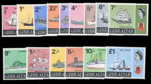 Gibraltar #186-199 Cat$39.15, 1967-69 QEII, complete set, never hinged