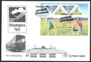 NEW ZEALAND 1995 Stampex opt Health Min sheet commem FDC...................58602