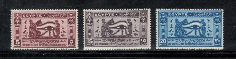 Egypt 1937 15th Ophthalmological Congress Scott # 220 - 222 MH