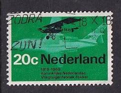 Netherlands   #456  used  1968  fokker f.2    20c