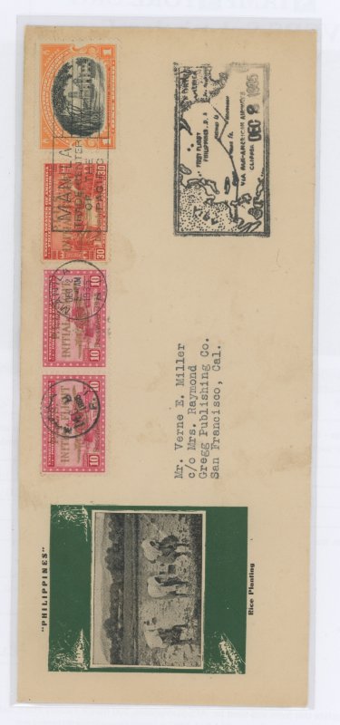 Philippines 393/C52-3 China-Clipper/First flight-manila to San Francisco December 2-5,1935 with printed cachet and hand stamp