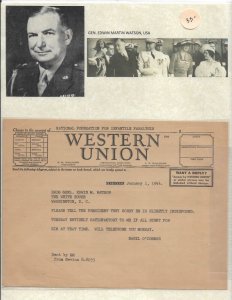 1944 Gen Edwin Watson, USA Telegram to President, House House (54414)