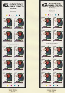 3050a, 3050c Ring-necked Pheasant Booklets of 10 MNH $1 Shipping