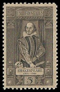 PCBstamps   US #1250 5c William Shakespeare, MNH, (3)