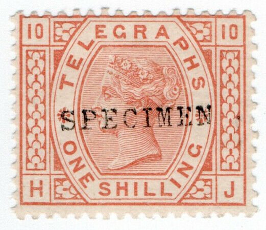 (I.B) QV Telegraphs : 1/- Brown-Orange (plate 10) specimen