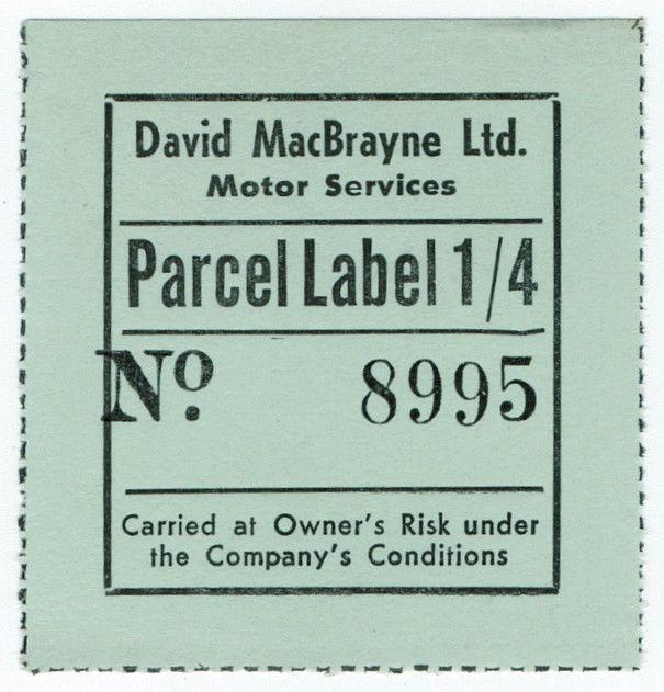 (I.B) Cinderella Collection : David MacBrayne Motor Services - Parcel 1/4d