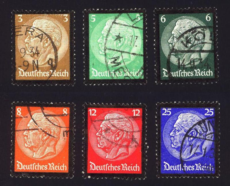 Germany Sc# 436-441  1934 - Hindenburg Memorial set - used