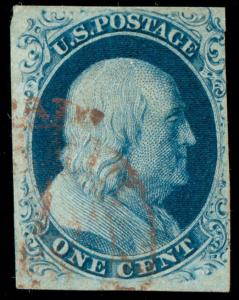 momen: US Stamps #8 Used 63R4 BROWN CANCEL WEISS Cert