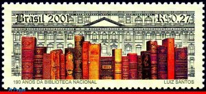 2785 BRAZIL 2001 NATIONAL LIBRARY, 190 YEARS, BOOKS, EDUCATION, MI# 3142, MNH