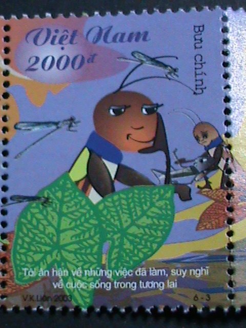 ​VIETNAM CARTOON STAMP-FAMOUS STORY-HARD WORKING ANTS FAMILY-STAMP MNH SET VF