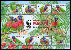 [53581] Vanuatu 2011 Birds Vögel Oiseaux Ucelli WWF Massena Lorikeet MNH Sheet