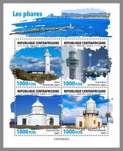 CENTRAL AFRICAN REP. 2023 MNH Lighthouses IMPERFORATED M/S #642a