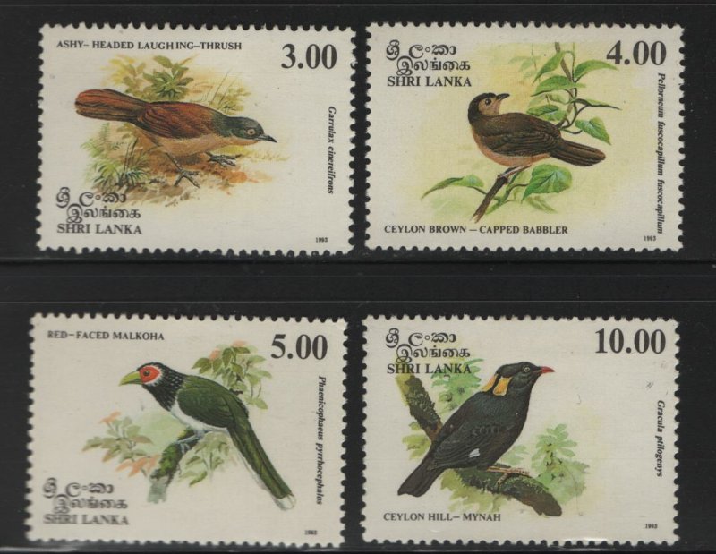 SRI LANKA 1079-1082 (4) Set, Hinged, 1993 Birds