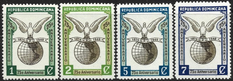 Dominican Republic #433-36  MNH - Pigeon and Globe (1950)