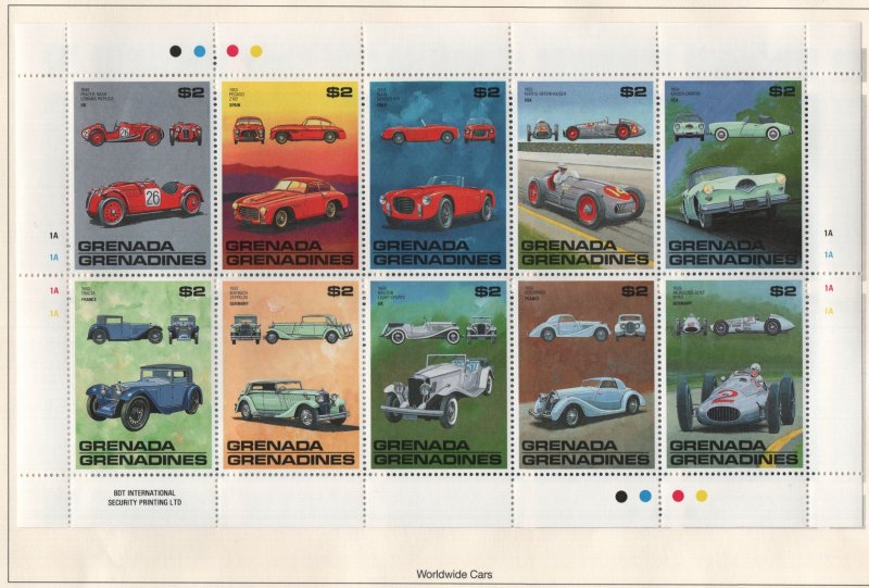 GRENADINES 1019A H WORLDWIDE CARS T 1988 SET