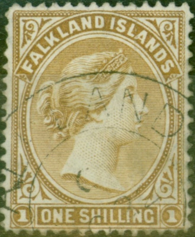 Falkland Islands 1896 1s Yellow-Brown SG38 Fine Used