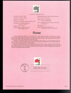 USPS Souvenir Page 93-24, Scott 2490, Red Rose, 29 cents, Self-Adhesive