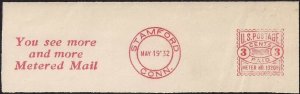 METER STAMP with slogan YOU SEE MORE AND MORE METERED MAIL 1932 DB1.1. VF cut