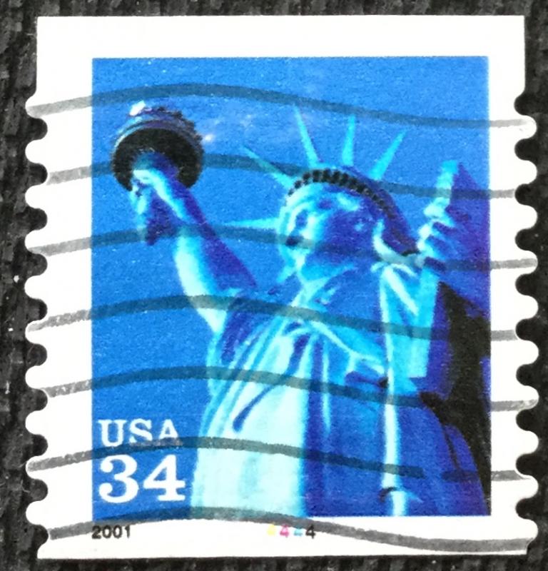 US #3477 Used PNC Coil Single #4444 Statue of Liberty SCV $1.00