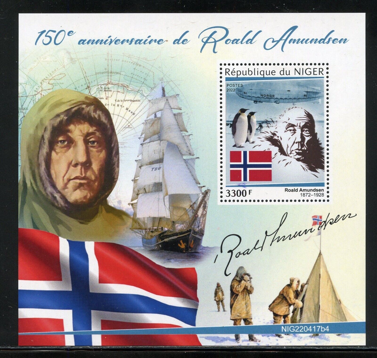 Niger 2023 150th Anniversary Of Roald Amundsen Souvenir Sheet Mint NH