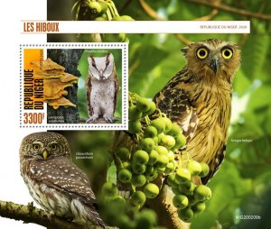 NIGER - 2020 - Owls - Perf Souv Sheet - Mint Never Hinged