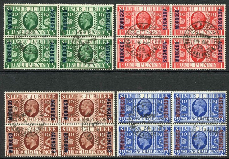 Morocco SG62/5 1935 Silver Jubilee SG69/71 Fine used Block of Four