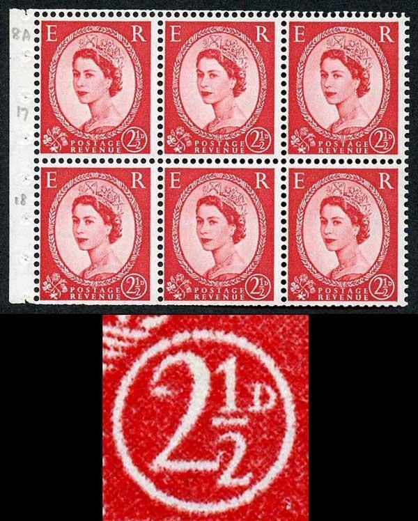 SG574d SB81d 2 1/2d Booklet Pane Wmk Crowns Swan Flaw R1/1 U/M