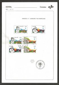 1981 Brazil Pan American Scout Jamboree stamp announcement folder FDC