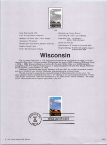 USPS SOUVENIR PAGE WISCONSIN AND THE NORTHWEST ORDINANCE OF 1787 (1998)