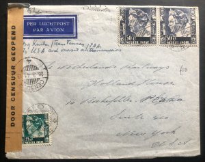 1941 Solo Netherlands Indies Censored Airmail Cover To New York USA