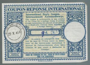Republic of South Africa 1954 International Reply Coupon IRC 5/9 d