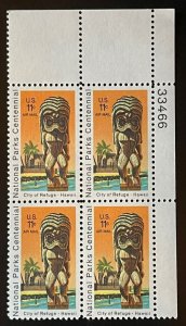 Scott#: C84 - City of Refuge, Hawaii 11c 1972 Plate Block of Four MNHOG