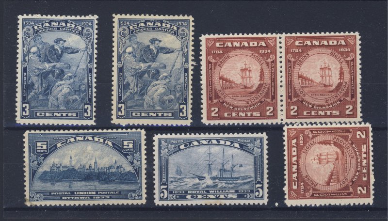 7x Canada stamps ##208x2 MNH MH #210x3 MNH #202 MH #204 MNG Guide Value = $74.00