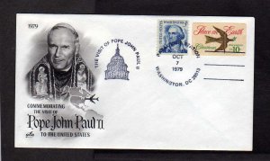 DC Visit Pope John Paul II Papal Catholic Washington 1979 Religious Stamp Cover