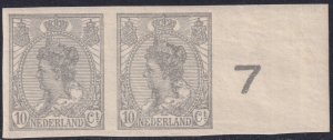 Sc# 112 Netherlands 1922 Queen Wilhelmina 10¢ imperf pair MNH CV $26.00 