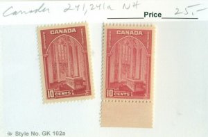 CANADA #241, 241a, Mint Never Hinged, Scott $25.00